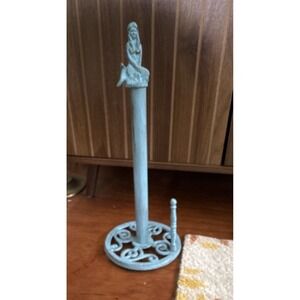 Coastal-style Hampton Nautical cast iron mermaid paper towel holder rustic